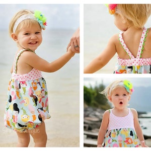 Hummingbird Romper - girls' baby romper - PDF pattern