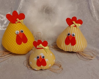 Fabric Chicken, Chicken, Rooster, Easter 3piece