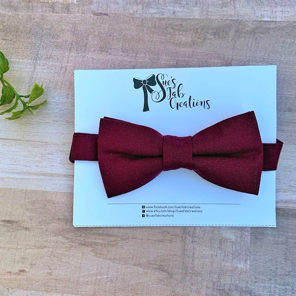 Burgandy bow tie - maroon bow tie - wine bow tie - bow ties for boys - baptism gift bow - baby boy - baby boy gift - gifts for him -handmade