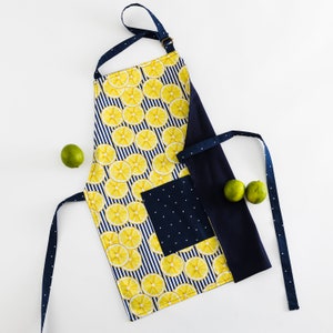 Lemon toddler apron, Montessori kids apron, Girl apron, cooking apron, pretend play, custom apron, child apron with pocket, gift for kid