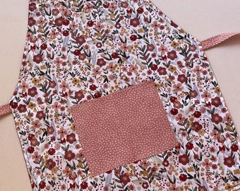 Personalized Floral Kids Apron with Pocket: Play Kitchen, Baking Apron Gift