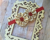 Chevron Gold Yoyo Flower Headband with mini red beads