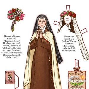 Digital Download Saint Teresa of the Andes Paper Doll Color and BnW image 1