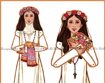 Digital Download - Saint Rose of Lima Paper Doll - Color and Black and White (Articulated)