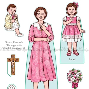 Pobieranie cyfrowe – papierowa lalka „Święta Joanna Beretta Molla” (kolor i czerń i biel)