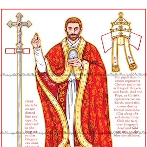Digital Download Saint Gregory the Great Paper Doll Color and BnW image 1