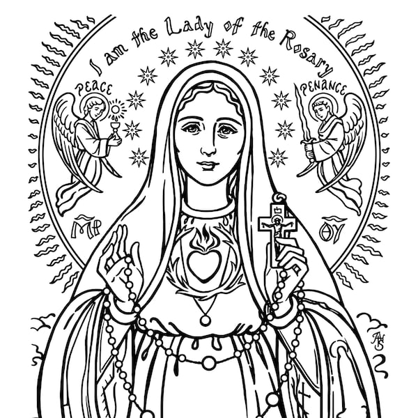 Digital Download - Our Lady of Fatima - Coloring Page