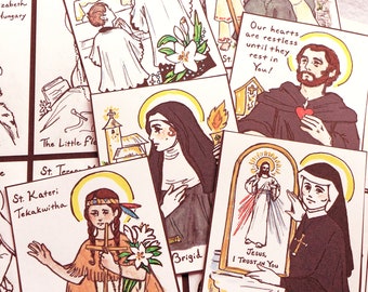 Digital Download - Complete Original Coloring Cards of the Saints - Set 1 and 2 (117 saints)