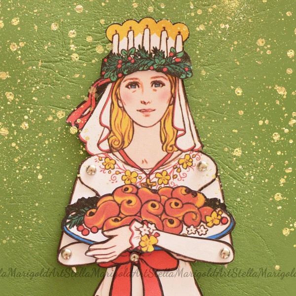 Digital Download - Saint Lucy, St. Lucia Paper Doll - Color and Black and White (Articulated)