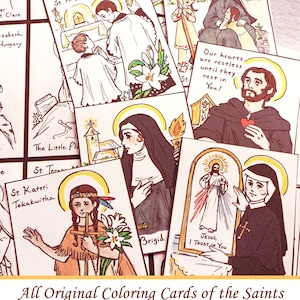 Digital Download - Complete Original Coloring Cards of the Saints - Set 1 and 2 (117 saints)