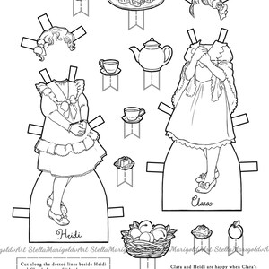 Digital Download Heidi Paper Dolls Complete Set in Black and White image 4