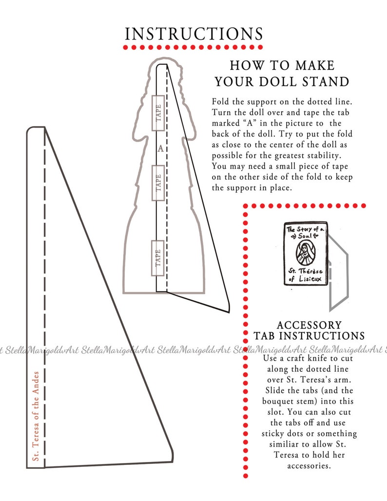 Digital Download Saint Teresa of the Andes Paper Doll Color and BnW image 5