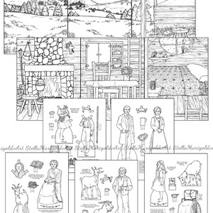 Digital Download Heidi Paper Dolls Complete Set in Black and White image 5