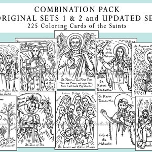 Digital Download - Combo Pack - All Original and Updated - Coloring Cards of the Saints (225 Cards)