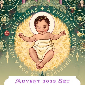 Digital Download - Fruitful Advent Coloring Page and Poster Set - Color and Black and White