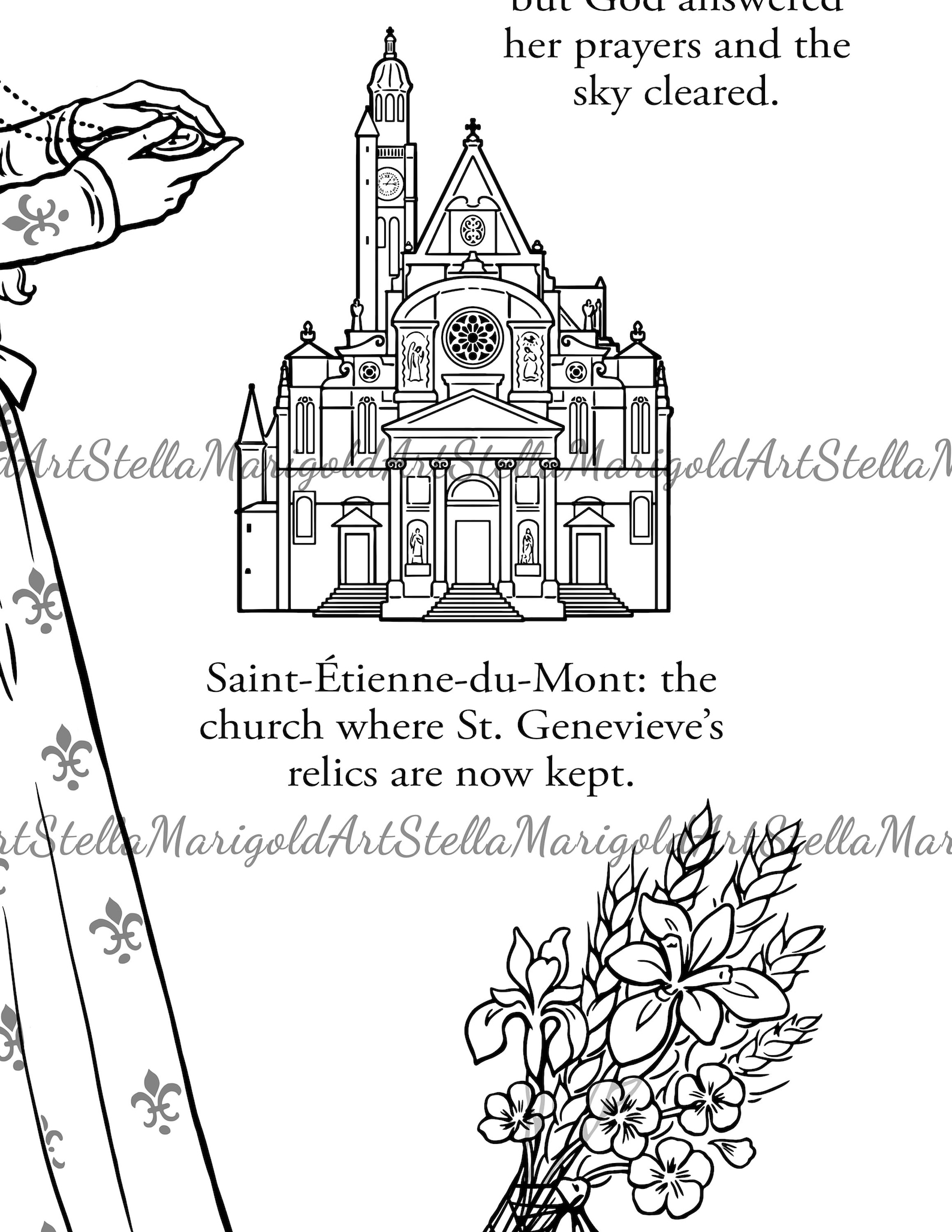 Saint Genevieve Paper Doll and Coloring Page Etsy