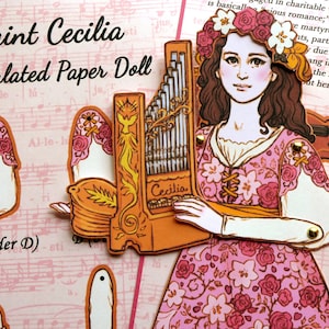 Digital Download - Saint Cecilia Paper Doll - Color and Black and White (Articulated)