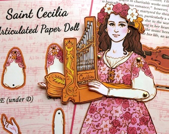 Digital nedladdning - Sankta Cecilia pappersdocka - Färg och svartvitt (ledad)