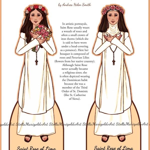 Digital Download - Saint Rose of Lima Paper Doll (Traditional)