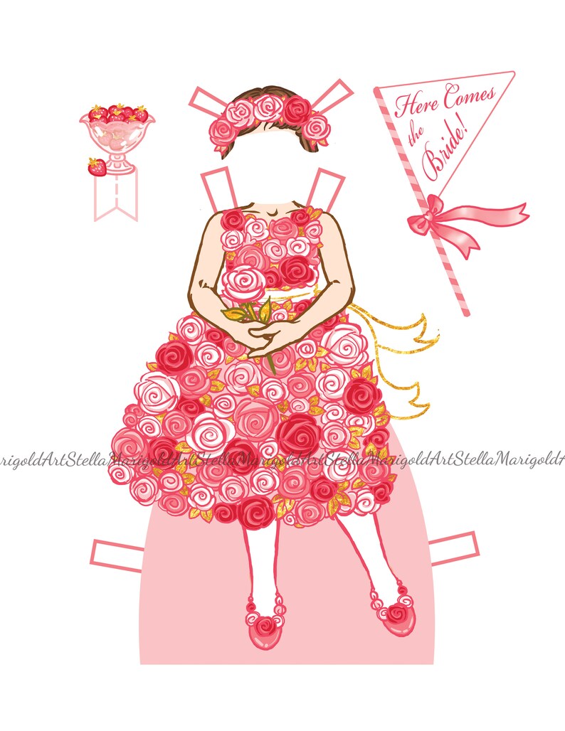Flower Girl Paper Dolls Etsy