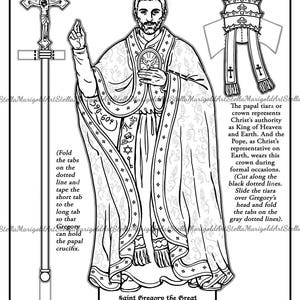 Digital Download Saint Gregory the Great Paper Doll Color and BnW image 2
