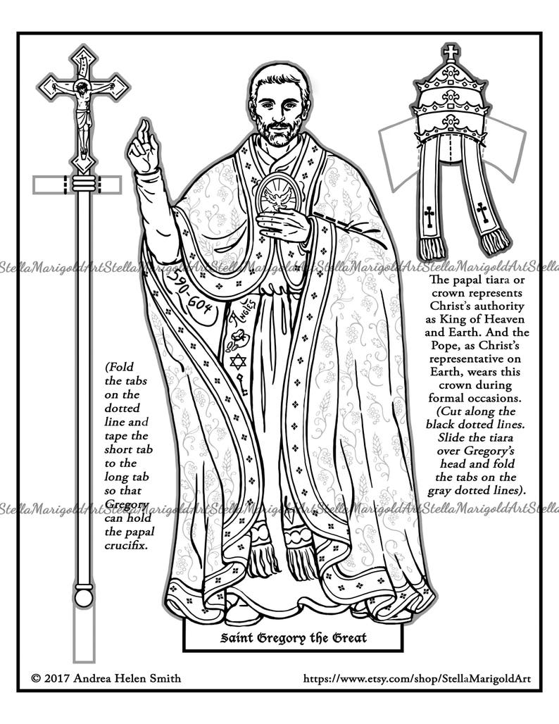 Digital Download Saint Gregory the Great Paper Doll Color and BnW image 2