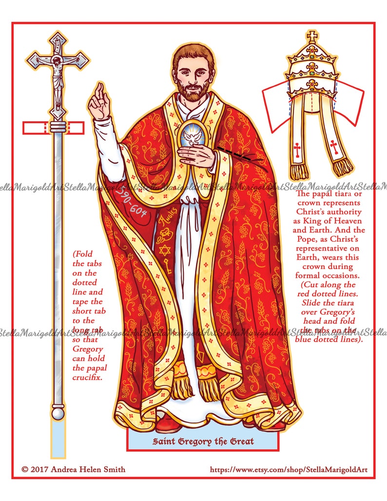 Digital Download Saint Gregory the Great Paper Doll Color and BnW image 1