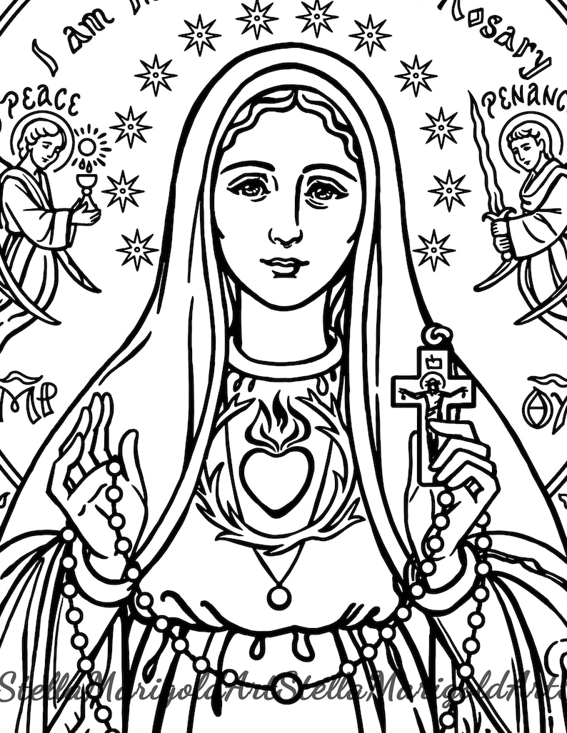 Our Lady Of The Rosary Coloring Sheet Sketch Coloring Page