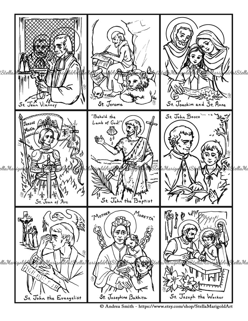 Complete Original Coloring Cards of the Saints Set 1 and 2 | Etsy
