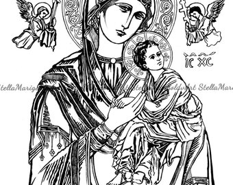 Digital Download - Our Lady of Perpetual Help - Coloring Page