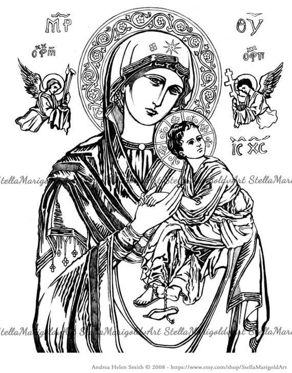 Our Lady Of Perpetual Help Coloring Page Etsy