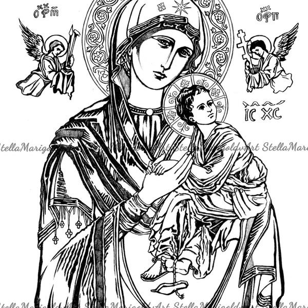 Digital Download - Our Lady of Perpetual Help - Coloring Page