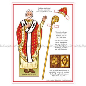 Descarga digital - Muñeco de papel de San Nicolás (tradicional) (color y blanco y negro)