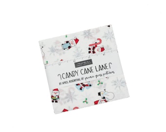 Candy Cane Lane Charm Packs 40 - 5" x 5" Squares designed by April Rosenthal of Prairie Grass Patterns