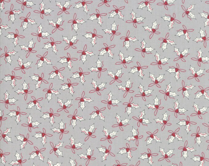 Country Christmas Dusty Grey Holly Leaves designed by Bunny Hill Designs