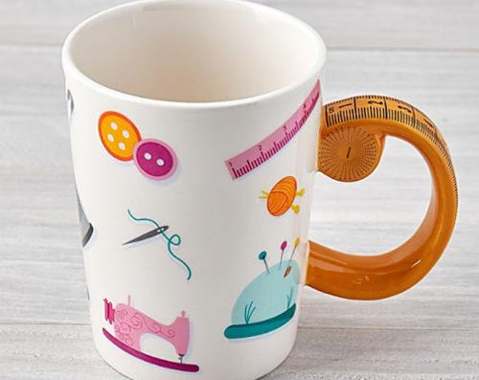 Tape Measure Sewing Mug 13.5 ounce Ceramic Mug