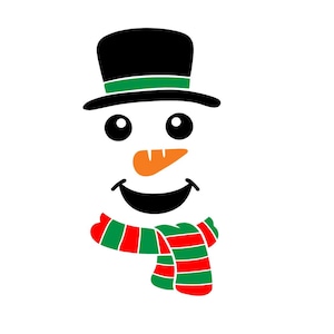 雪だるまの顔 帽子 スカーフ 冬 SVG PNG JPG ホリデー クリスマス Cricut シルエット カット ファイル