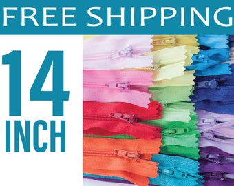 14 inch Rainbow Pack of Zippers - 60 Pieces - You Pick Colors