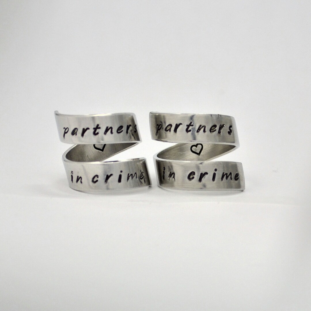 Best Friends Rings, Partners in Crime Ring Set - Etsy