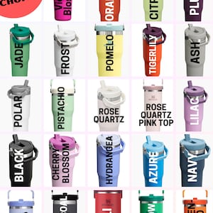 May include: A collection of 20oz insulated tumblers in various colors, including Violet Blossom, Orange, Citron, Plum, Jade, Frost, Pomelo, Tigerlily, Ash, Polar, Pistachio, Rose Quartz, Rose Quartz Pink Top, Lilac, Black, Cherry Blossom, Hydrangea, Azure, Navy, Dew Drop, Charcoal, Chili, Meadow, and Golden Rod.