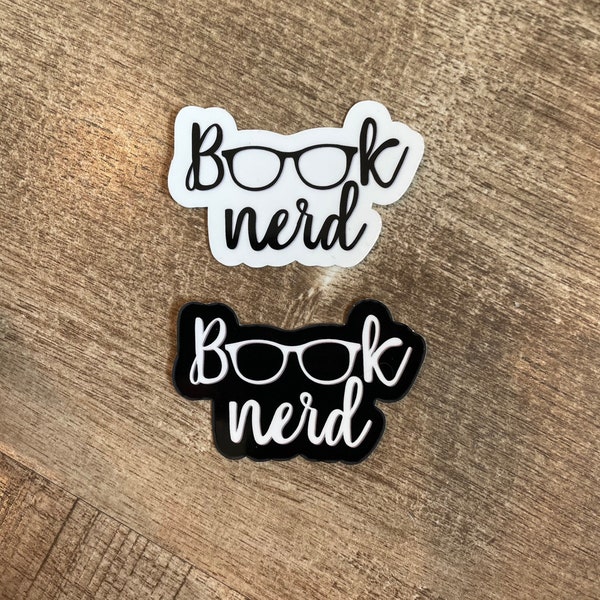 Book Nerd cursive waterproof sticker