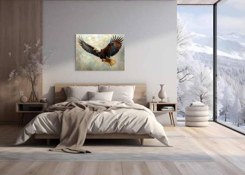 Bald Eagle Wall Art Print | Majestic Wildlife Canvas Decor | Flying ...