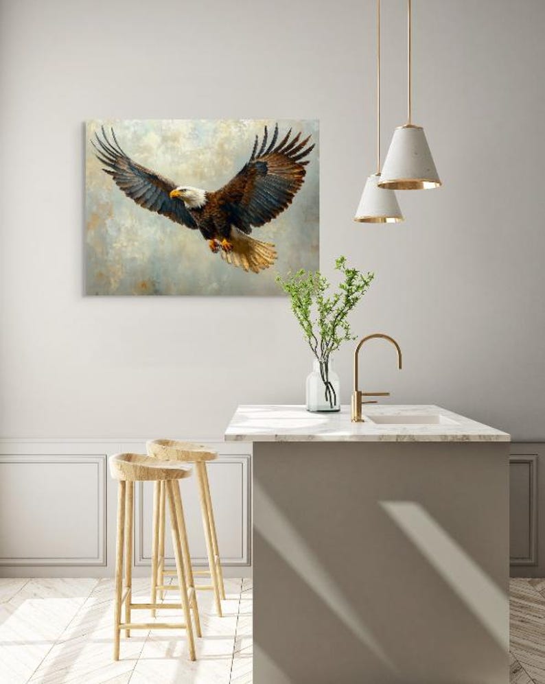 Bald Eagle Wall Art Print | Majestic Wildlife Canvas Decor | Flying ...