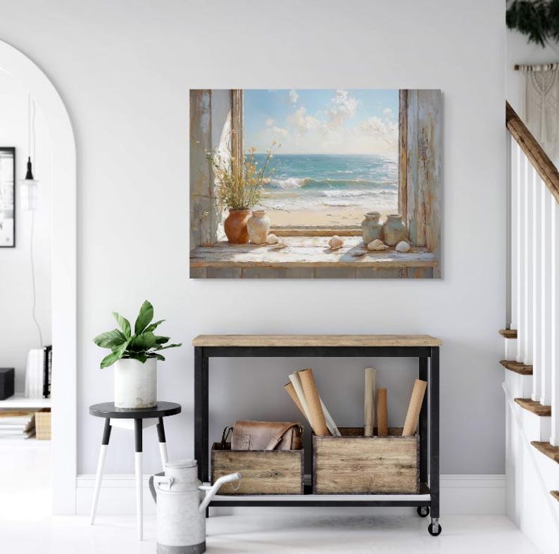 Coastal Window Ocean View Wall Art, Seaside Beach Scene Print - Etsy