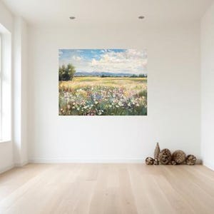 Wildflower Meadow Canvas Print, Vintage Landscape Wall Art - Etsy