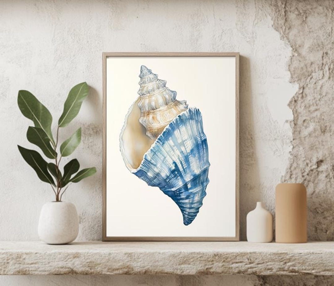 Conch Shell Watercolor Print: Coastal Ocean Wall Art Unframed - Etsy