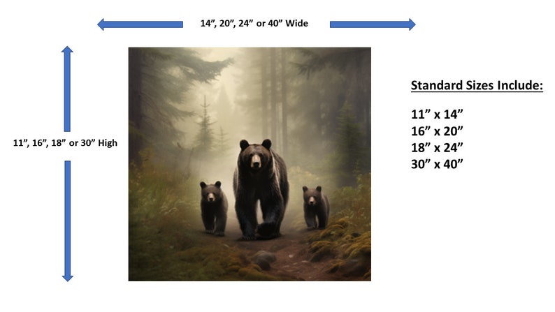 Black Bear and Her Cubs Print Canvas Wall Art of a Tranquil Forest Scene Perfect for Outdoor Enthusiasts Home Hunting or Cabin Decor image 8