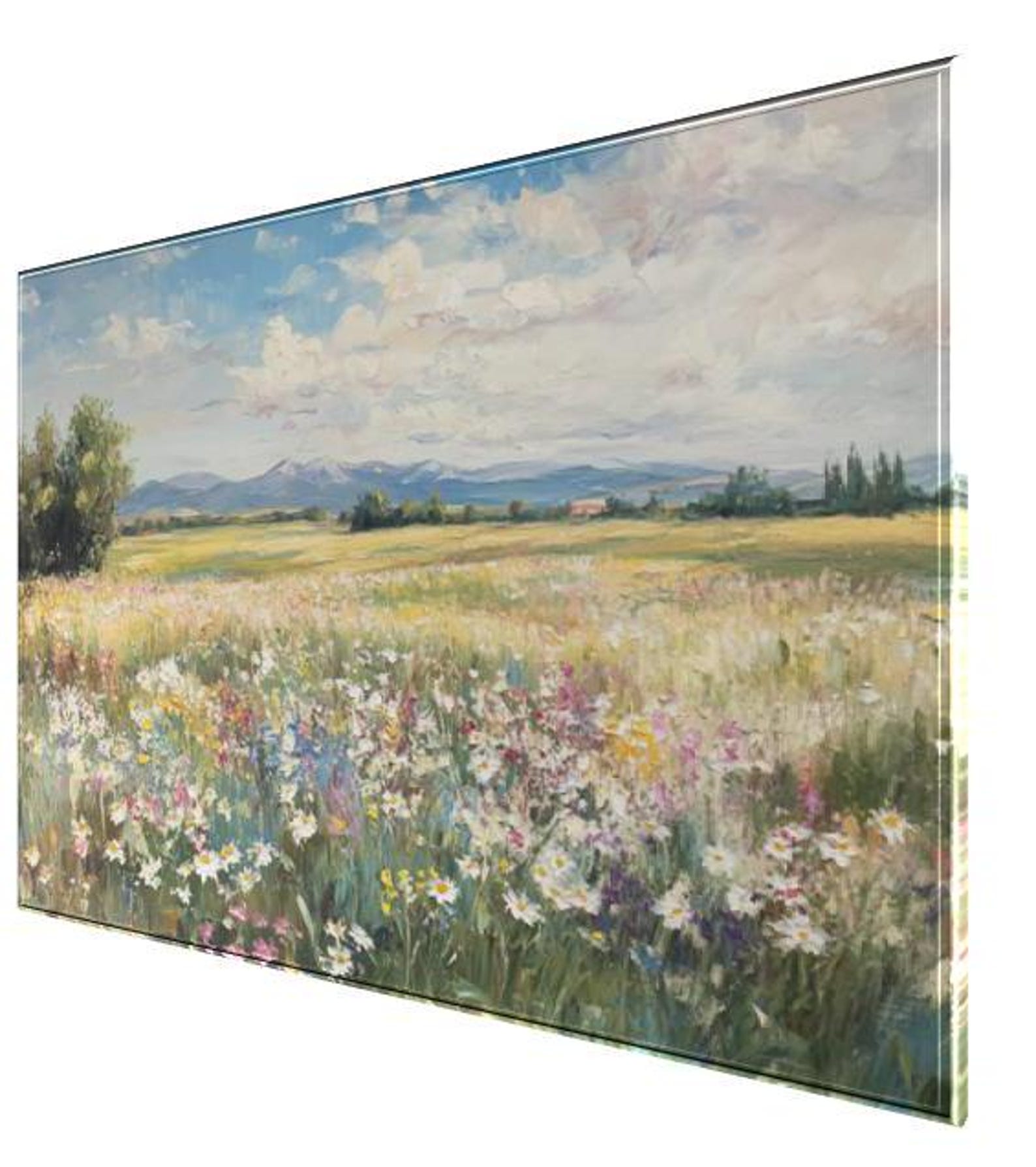 Wildflower Meadow Canvas Print, Vintage Landscape Wall Art - Etsy