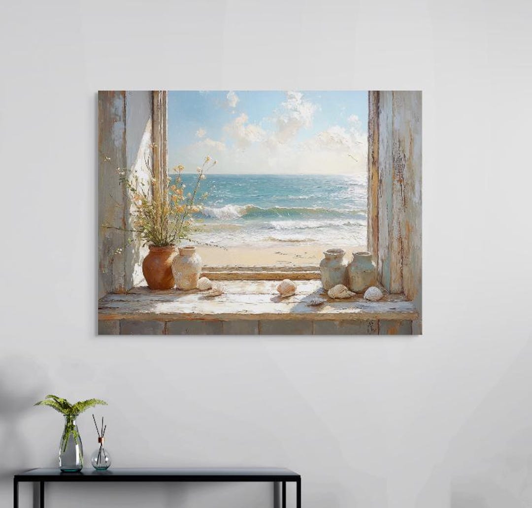 Coastal Window Ocean View Wall Art, Seaside Beach Scene Print - Etsy