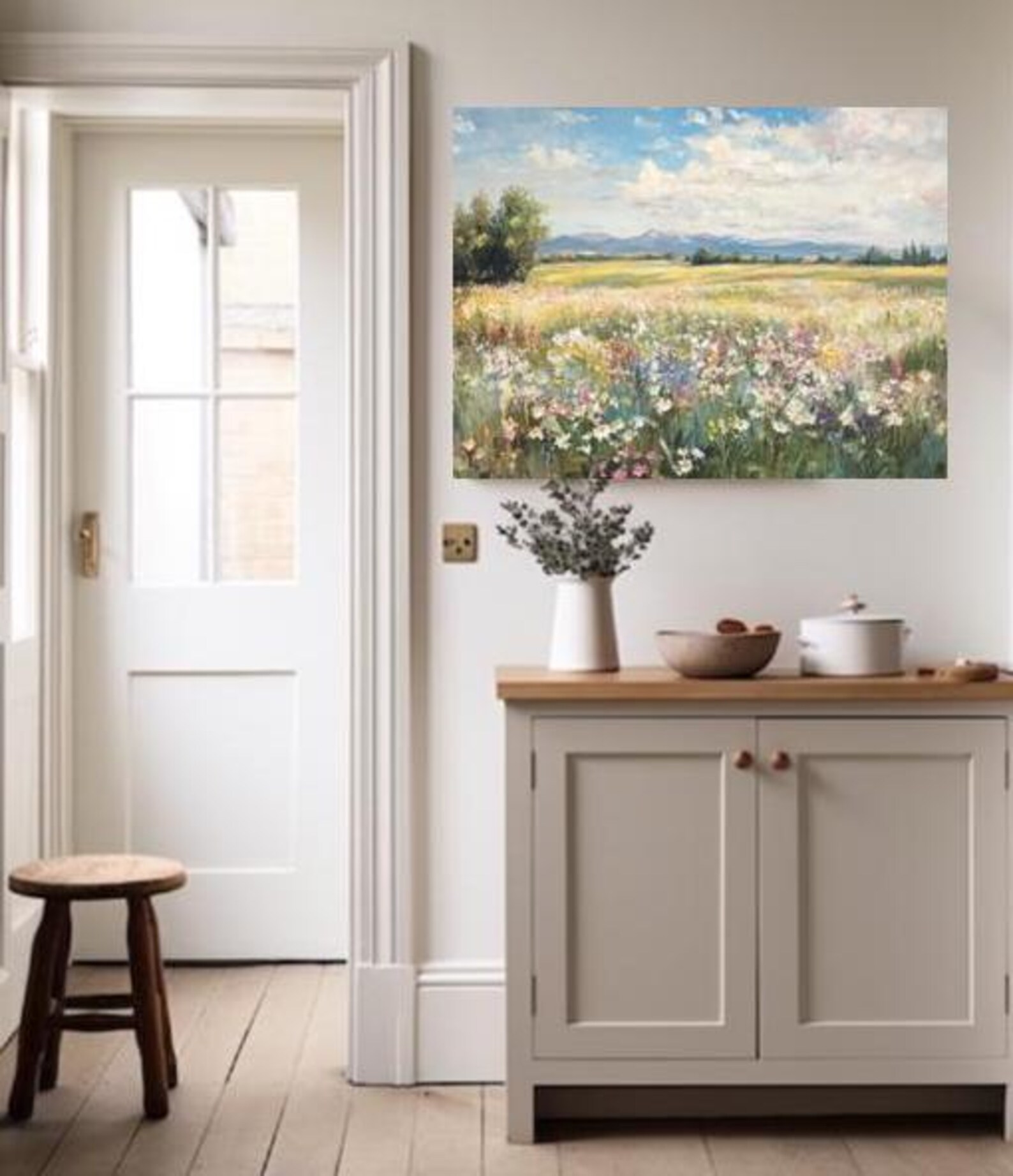 Wildflower Meadow Canvas Print, Vintage Landscape Wall Art - Etsy
